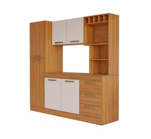 Kit cocina 6 puertas 3 cajones natural/blanco