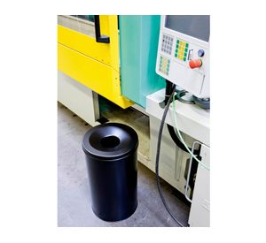 Papelero metal 60 litros tapa extintora negro