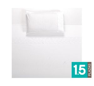 Juego sábanas 200 hilos 1.5 plazas Broderia Málaga blanco