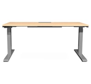 Escritorio eléctrico dual con pasacables Cosmo natural/gris 180x70x71.5-120.5 cm