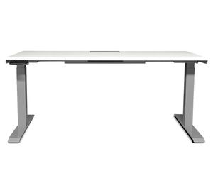 Escritorio eléctrico dual con pasacables Cosmo blanco/gris 180x70x71.5-120.5 cm