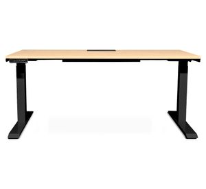 Escritorio eléctrico dual con pasacables Cosmo natural/negro 180x70x71.5-120.5 cm