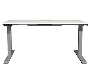 Escritorio eléctrico dual con pasacables Cosmo blanco/gris 160x70x71.5-120.5 cm