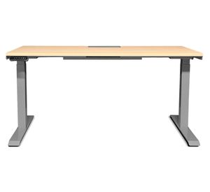 Escritorio eléctrico dual con pasacables Cosmo natural/gris 160x70x71.5-120.5 cm