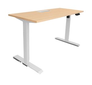 Escritorio eléctrico con pasacables Cosmo natural/blanco 140x60x73.5-123.5 cm