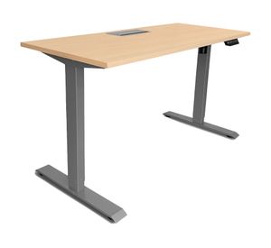 Escritorio eléctrico con pasacables Cosmo natural/gris 120x60x73.5-123.5 cm