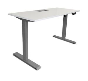 Escritorio eléctrico con pasacables Cosmo blanco/gris 140x60x73.5-123.5 cm