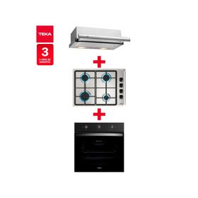 Kit empotrable horno HBB-5360 FBK 67 lt + encimera HLX 540 KBB0C IX + campanaTL 6310