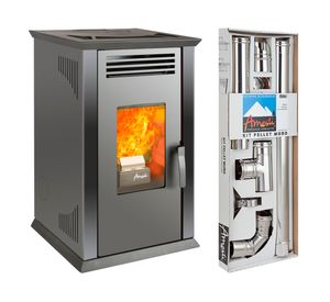 Estufa pellet Italy 8100 charcoal + kit instalación muro