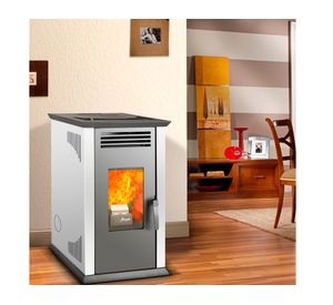 Estufa a pellet Italy 8100 9.2 kW blanca + kit instalación muro