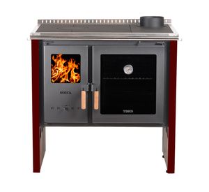 Cocina a leña Hestia 90 burdeo 9 kW + kit de instalación