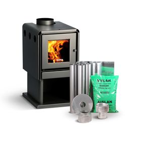 Estufa a leña Limit 380 gris 11 kW + kit de instalación