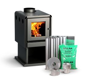 Estufa a leña Limit 380 gris 11 kW + kit de instalación