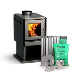 Estufa a leña Limit 350 gris 8 kW + kit de instalación