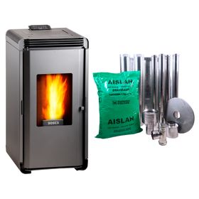 Estufa a pellet Hera+ charcoal + kit de instalación