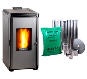 Estufa a pellet Hera+ charcoal + kit de instalación