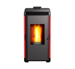 Estufa a pellet Hera+ rojo 9 kW + kit de instalación