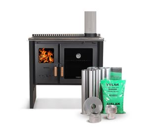 Cocina a leña Hestia 90 charcoal + kit de instalación