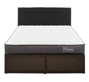 Cama metálica Iron Smart Anatomic 2 plazas + respaldo Black + faldón