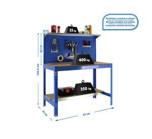 Banco de trabajo BT3-900AM azul/madera