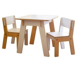 Mesa + silla Infantil blanco/natural 3 piezas Juegos Mágicos