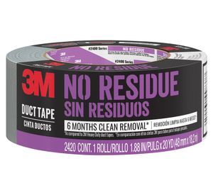 Cinta de tela 48 mm x 18,2 m Sin residuos gris 3M