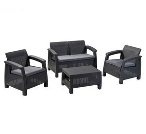 Set living terraza Corfu grafito 4 personas