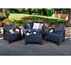 Set living terraza Corfu grafito 4 personas