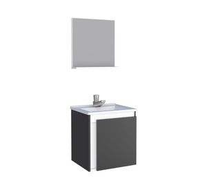 Mueble base vanitorio aéreo con espejo Ónix 42x37x32 cm negro