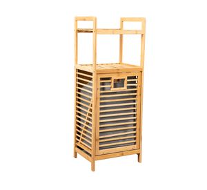 Hamper rígido con repisa bambú/tela