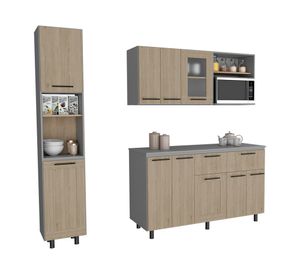Kit cocina 10 puertas Hasselt gris, rovere