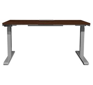 Escritorio eléctrico dual con pasacables Cosmo wengue/gris 160x70x71.5-120.5 cm