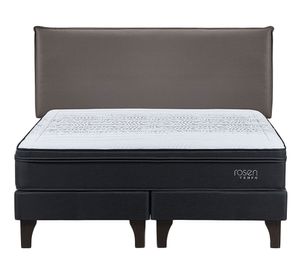 Cama europea Tempo 2 plazas base dividida + respaldo Maurice chocolate