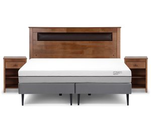 Cama Europea 2 plazas Pratta base divivida patas + set Ferrara Rosen