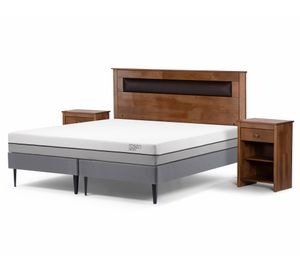 Cama Europea 2 plazas Pratta base divivida patas + set Ferrara Rosen