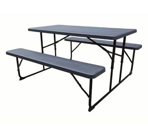 Set mesa y bancos plegables marrón Northwest