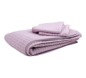 Quilt 2 plazas Patchwork formas rosa Hebra