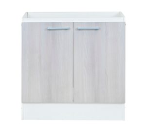 Mueble base lavaplatos 80 cm 2 puertas blanco/acacia Mobikit