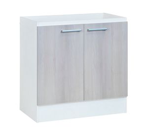 Mueble base lavaplatos 80 cm 2 puertas blanco/acacia Mobikit