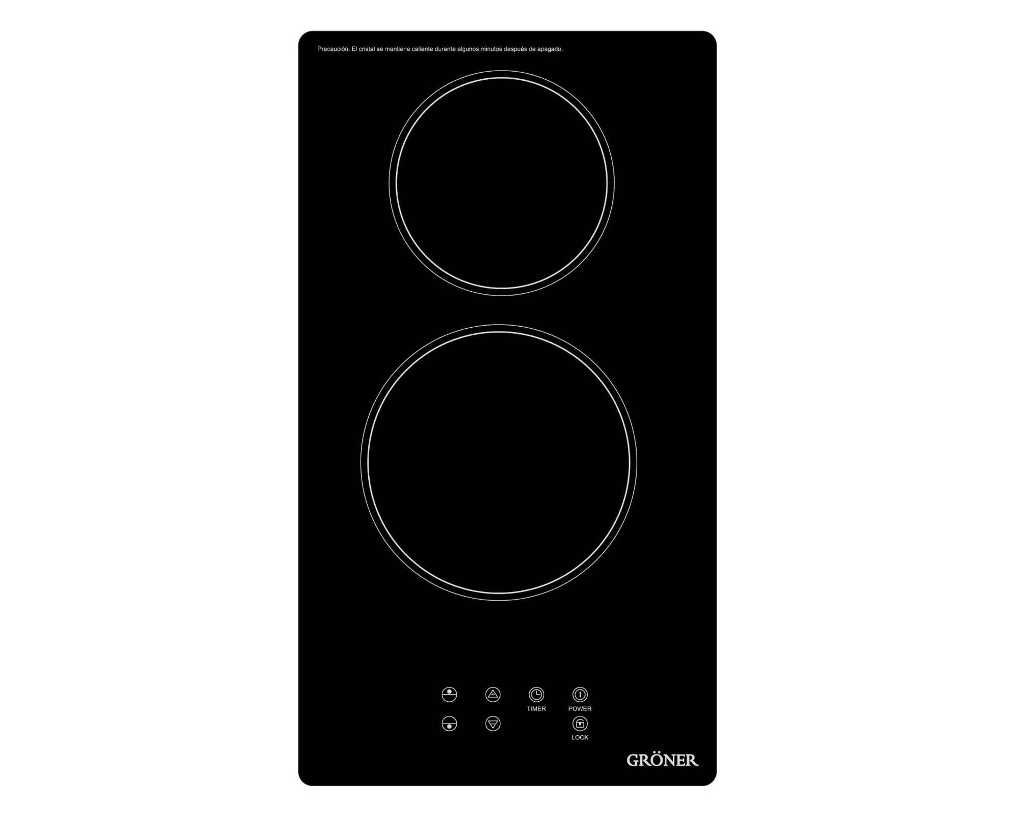 Groner Encimera vitrocerámica QES2TB Touch black 2 quemadores