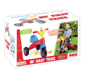 Triciclo con pedales azul/rojo/amarillo Dolu