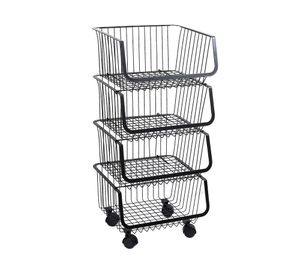 Carro organizador con ruedas 4 niveles BDX856 negro