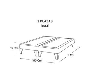 Base cama europea 2 plazas base dividida Zen azul petróleo