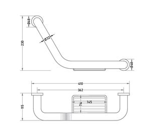 Barra seguridad 41 cm + jabonera acero Tebisa