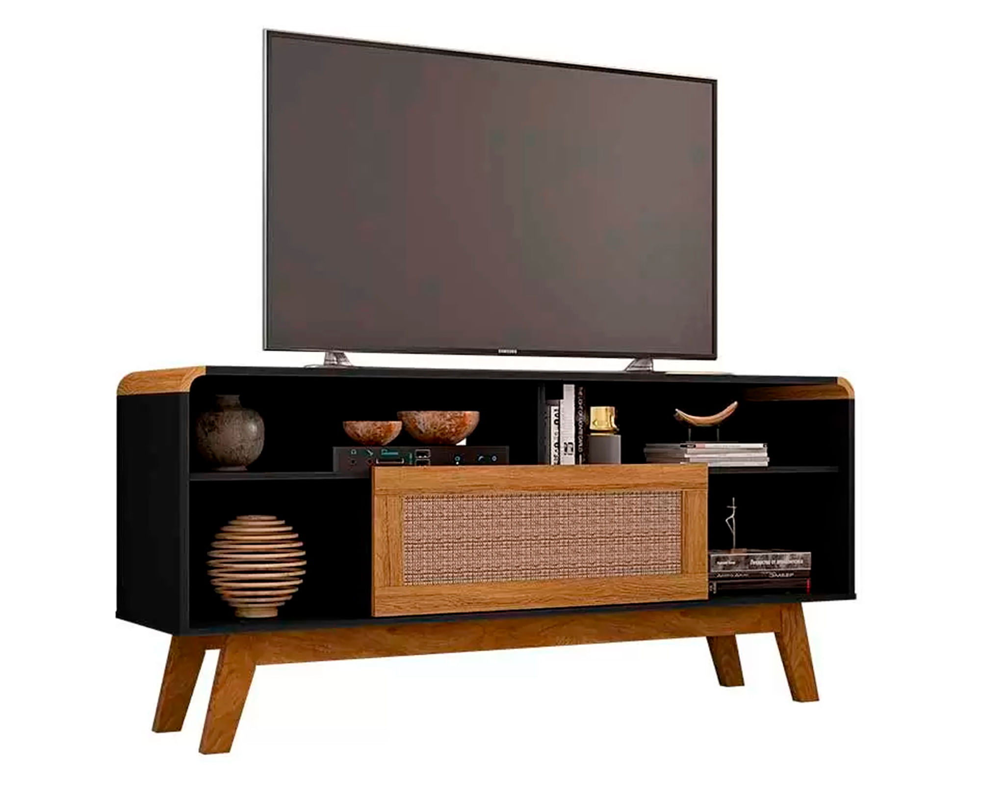 Hoga Rack TV 55'' Lazuli negro/ratán