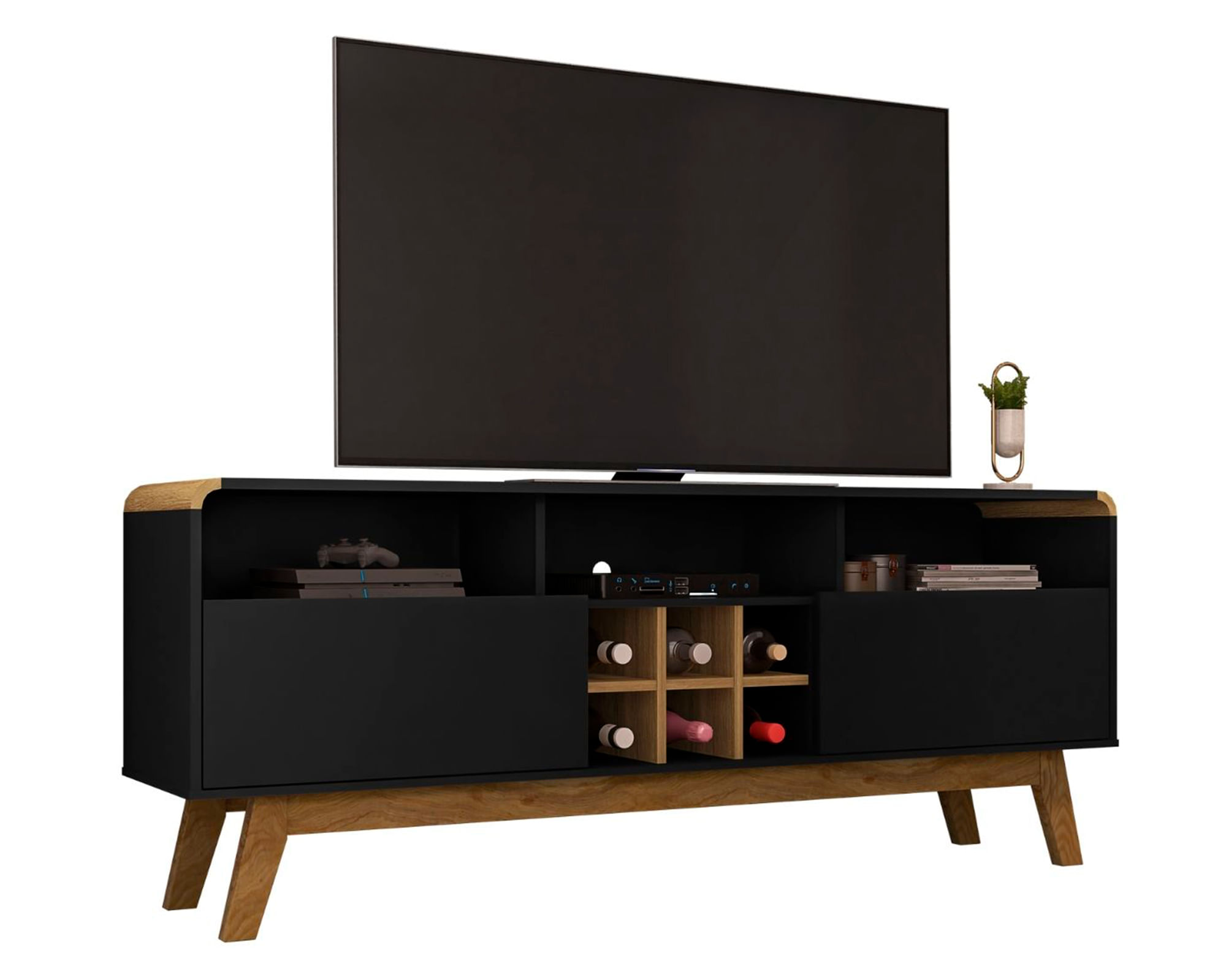 Hoga Rack TV 65'' Larimar negro/canela