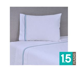Juego de sábanas 1.5 plazas 144H Line azul blanco