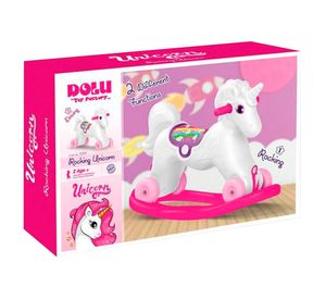 Unicornio mecedor plástico ruedas blanco