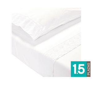 Juego sábanas 200 hilos 1.5 plazas Broderie Alicante blanco