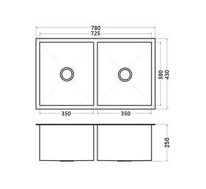 Lavaplatos empotrar Negro 78x43x25 cm